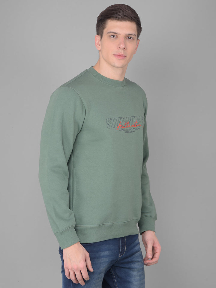 COBB GREEN PRINTED ROUND NECK SWEATSHIRT