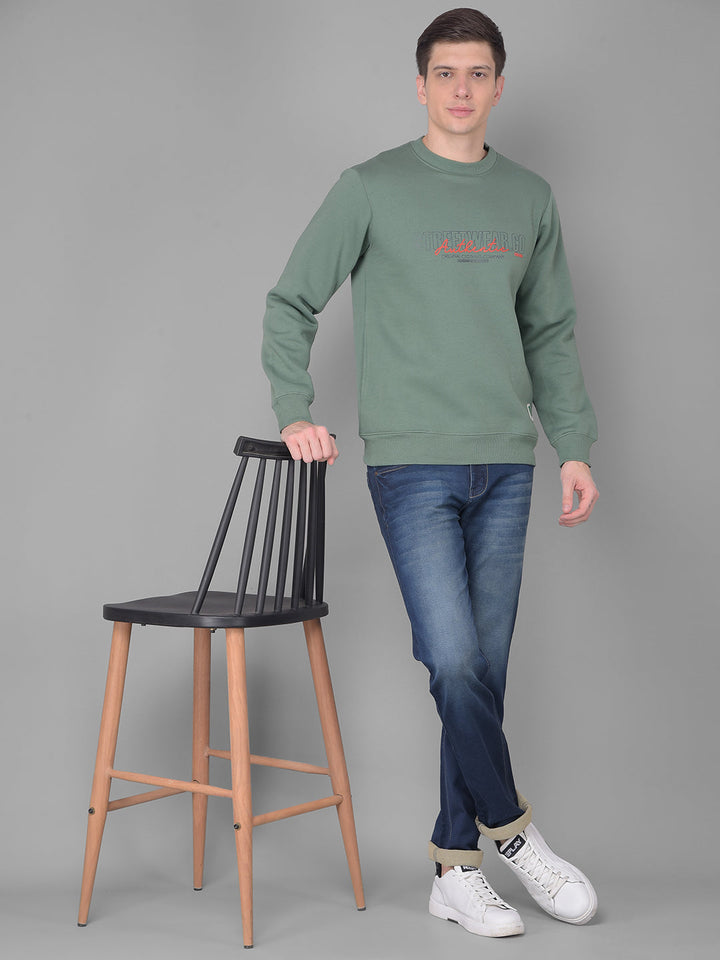 COBB GREEN PRINTED ROUND NECK SWEATSHIRT