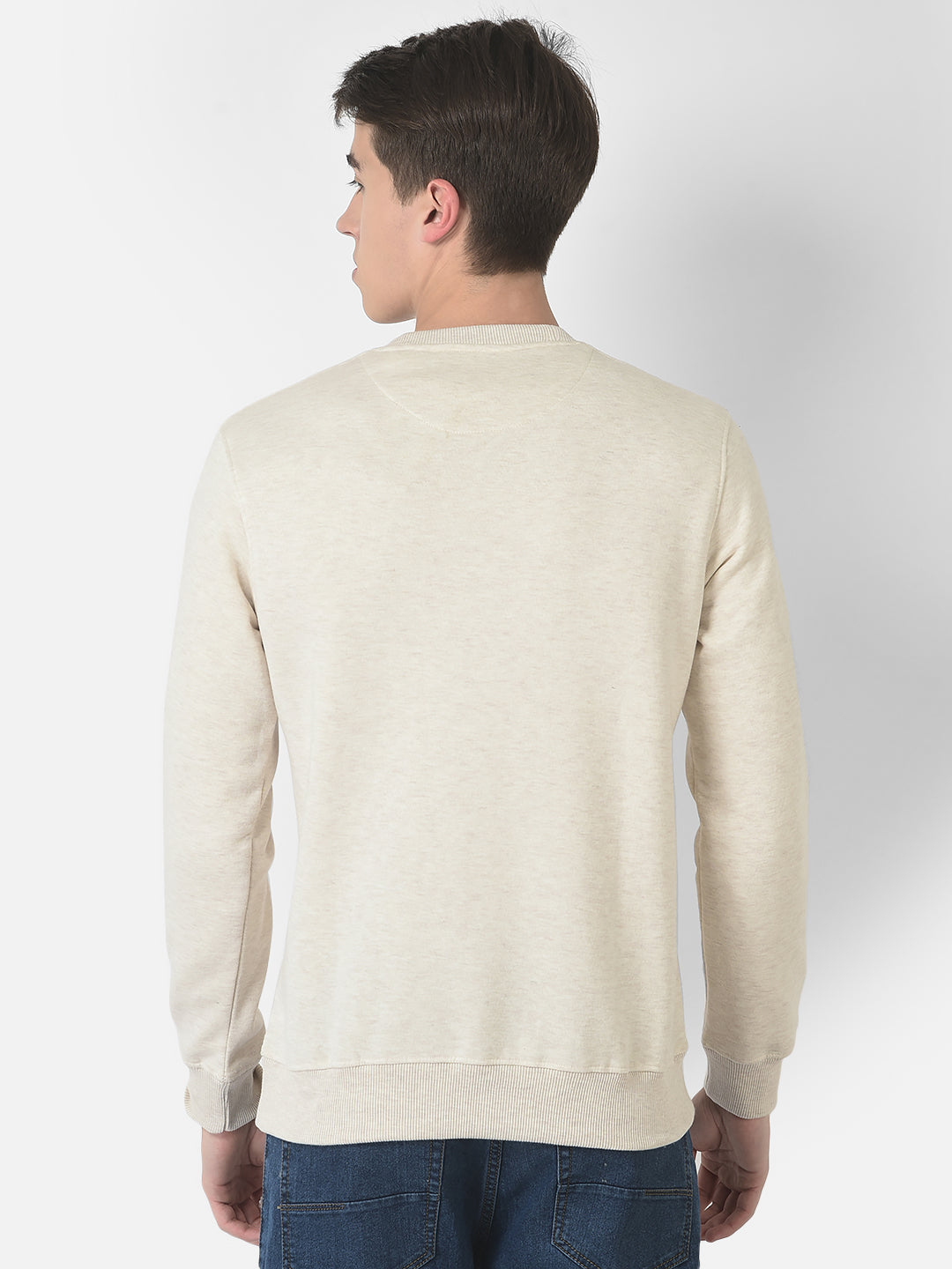 Cobb Off White Printed Round Neck Sweatshirt