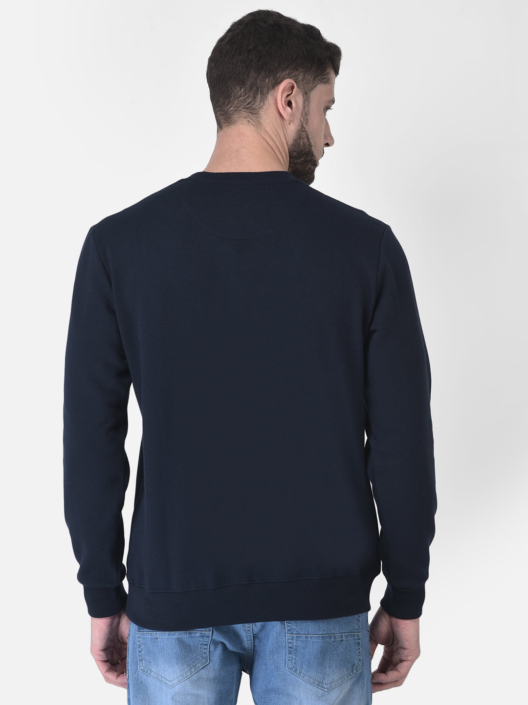Cobb Navy Blue Printed Round Neck Sweatshirt