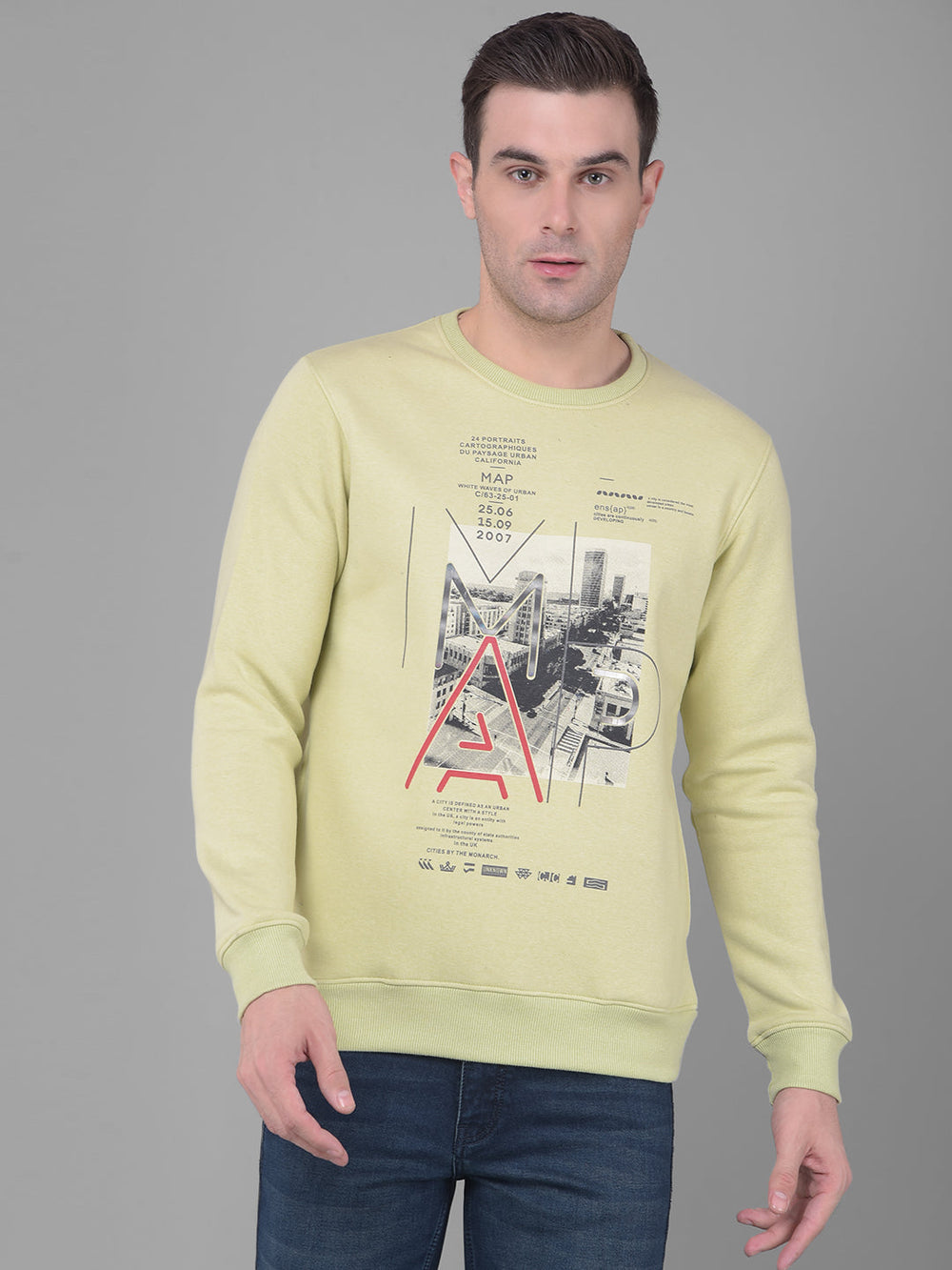 cobb lightgreen printed round neck sweatshirt