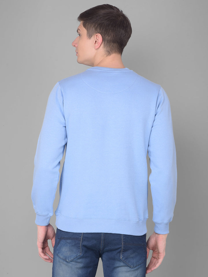 COBB SKY BLUE PRINTED ROUND NECK SWEATSHIRT