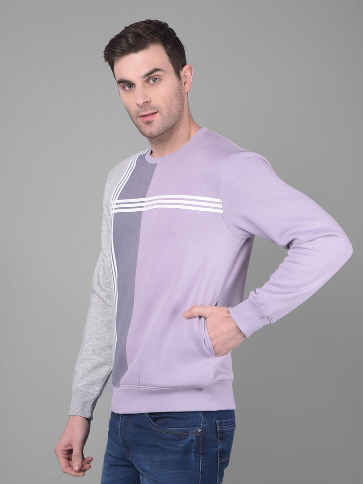 cobb lavender grey printed round neck sweatshirt