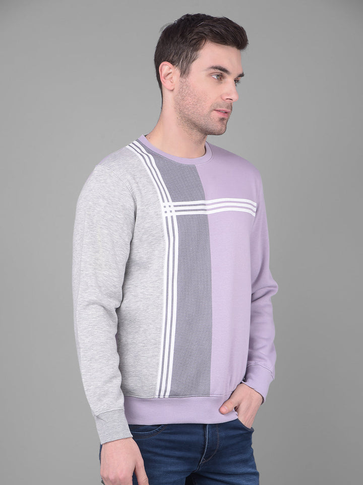 cobb lavender grey printed round neck sweatshirt