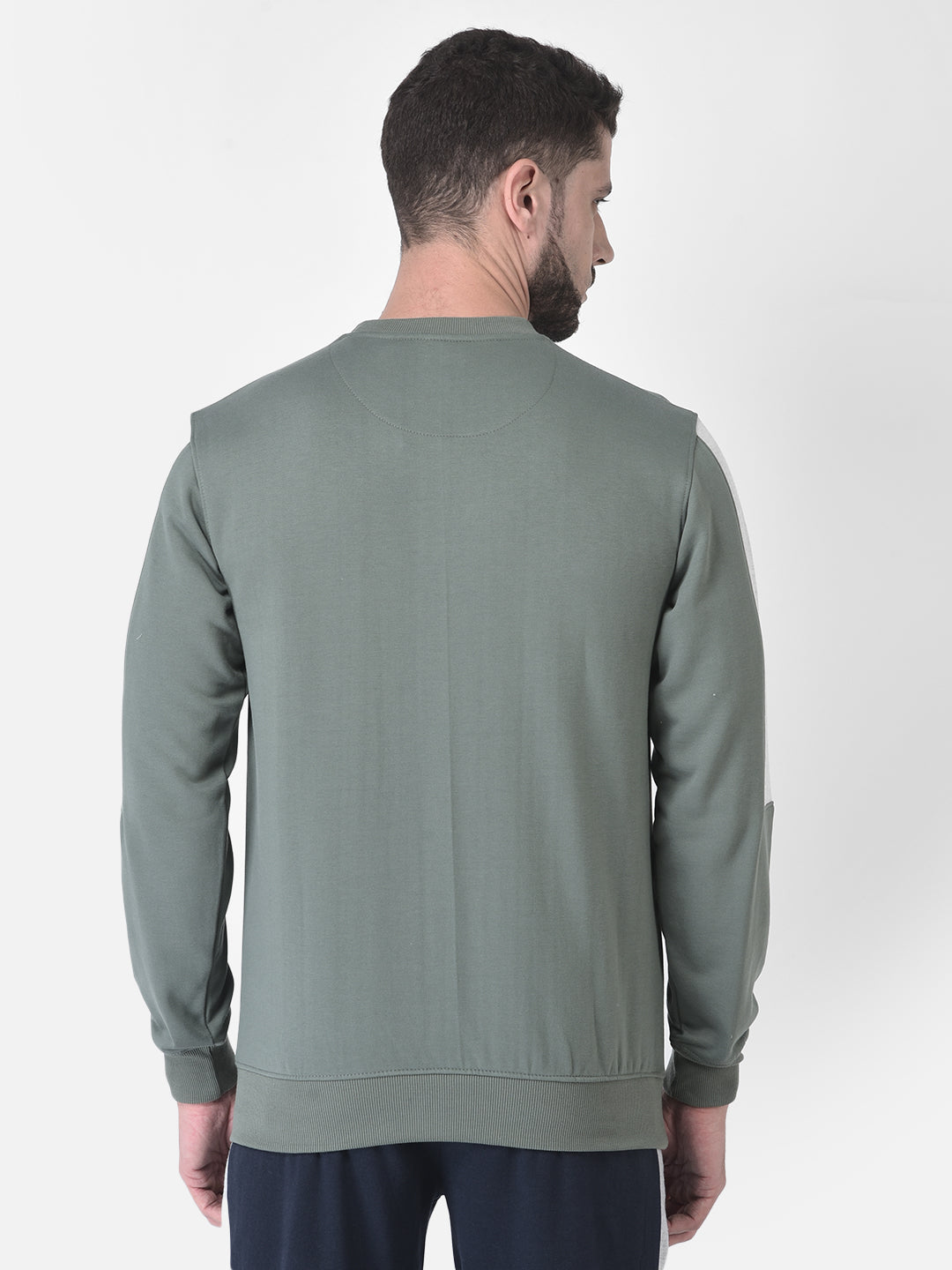 Cobb Olive Printed Round Neck Sweatshirt