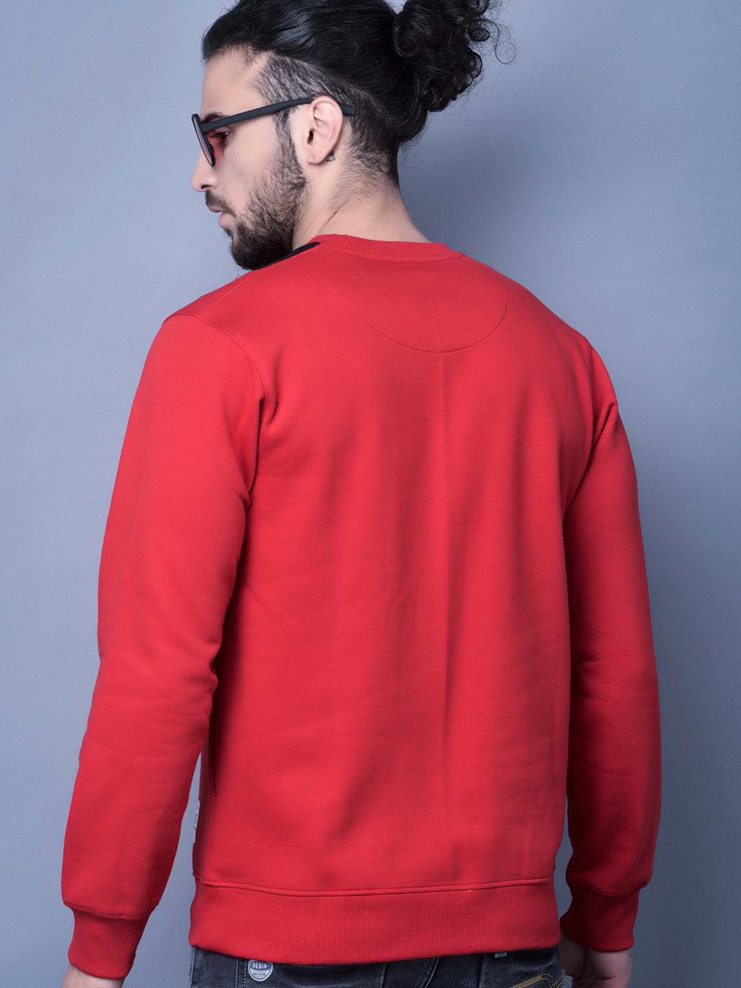 Cobb Red Solid Round Neck Sweatshirt