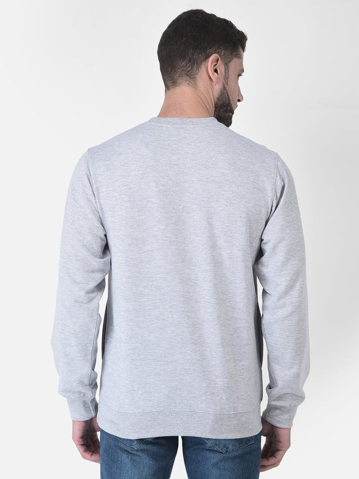 Cobb Grey Striped Round Neck Sweatshirt