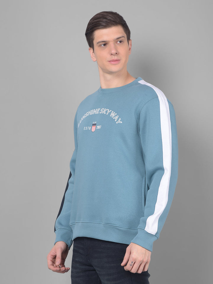 cobb aqua printed round neck sweatshirt