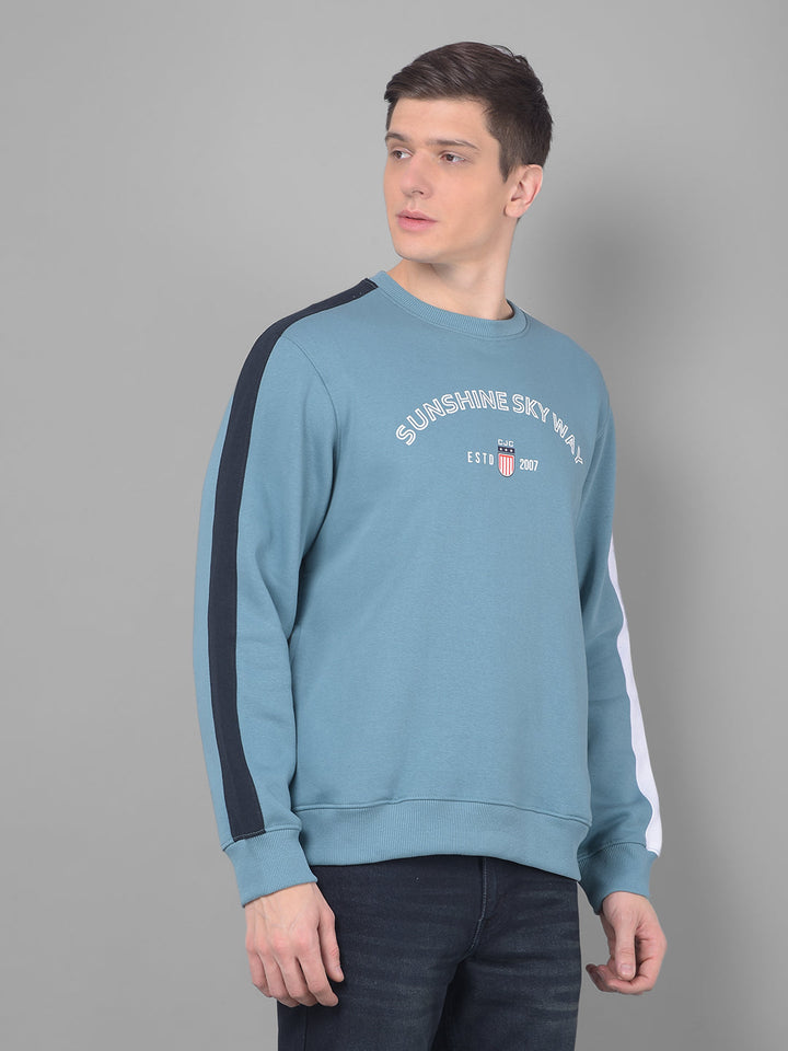 cobb aqua printed round neck sweatshirt