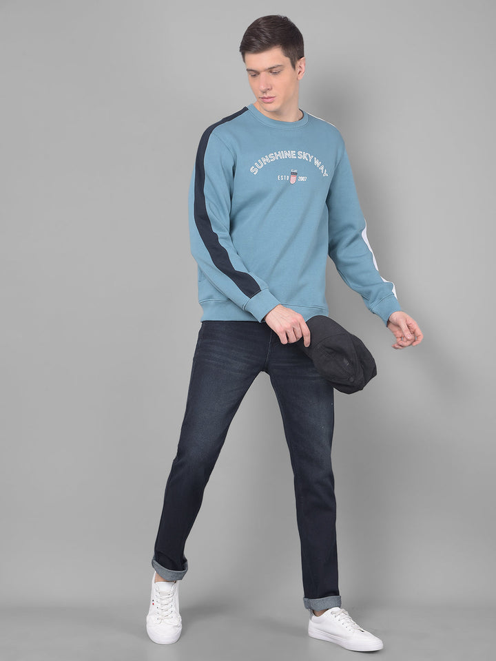 COBB AQUA PRINTED ROUND NECK SWEATSHIRT