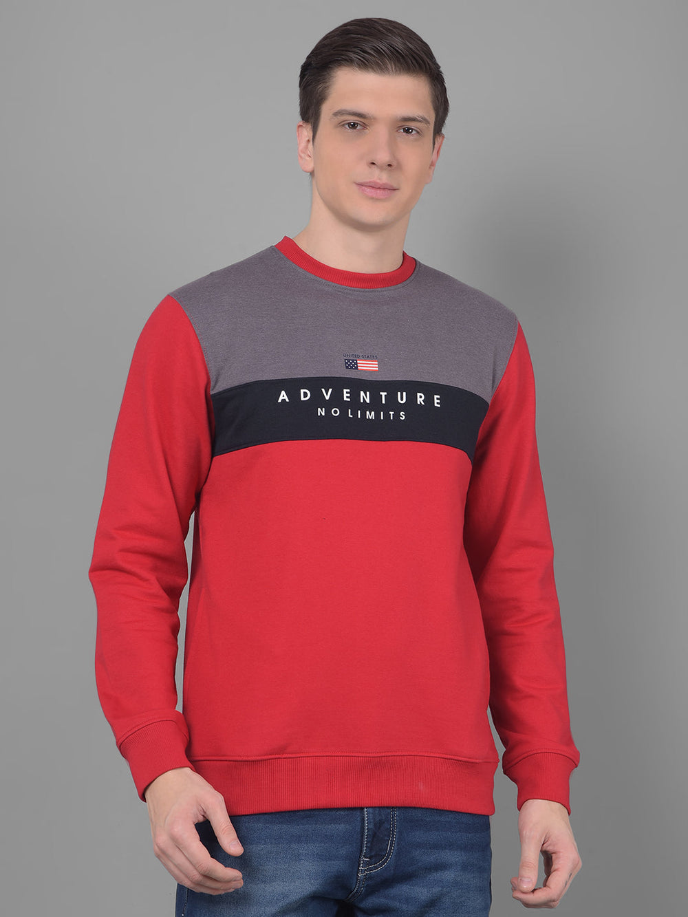 cobb red printed round neck sweatshirt