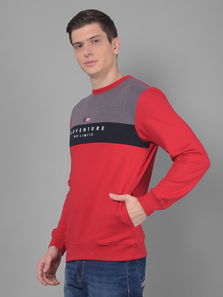 cobb red printed round neck sweatshirt