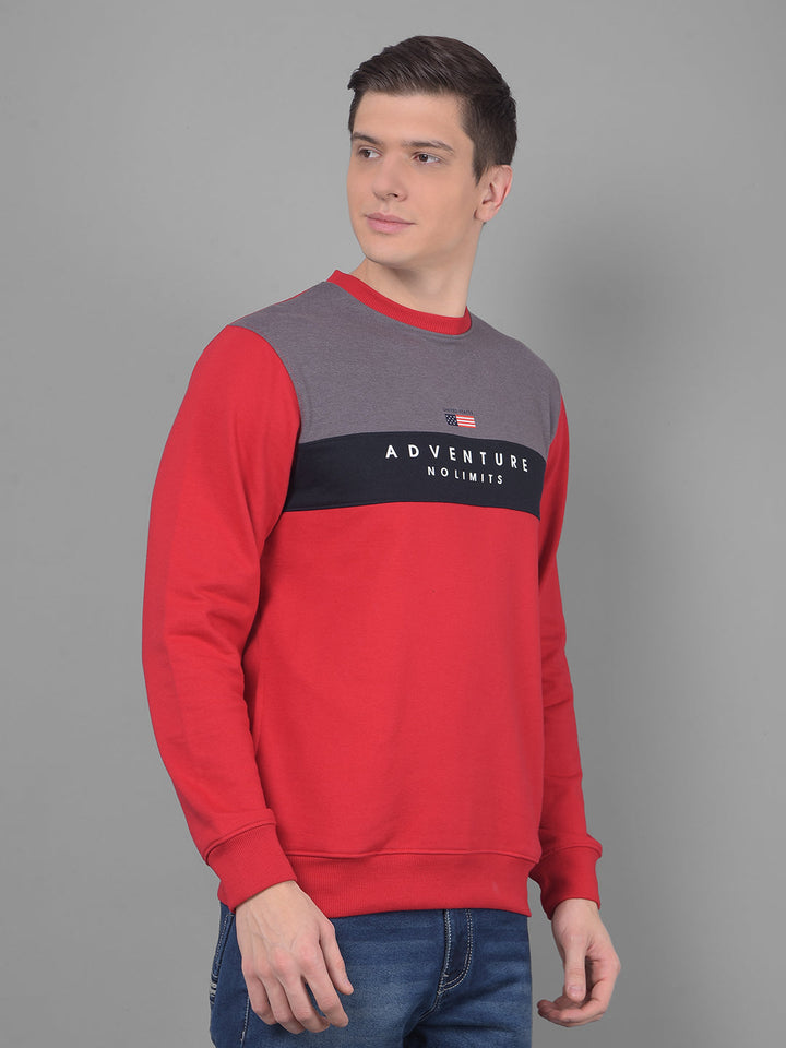 cobb red printed round neck sweatshirt