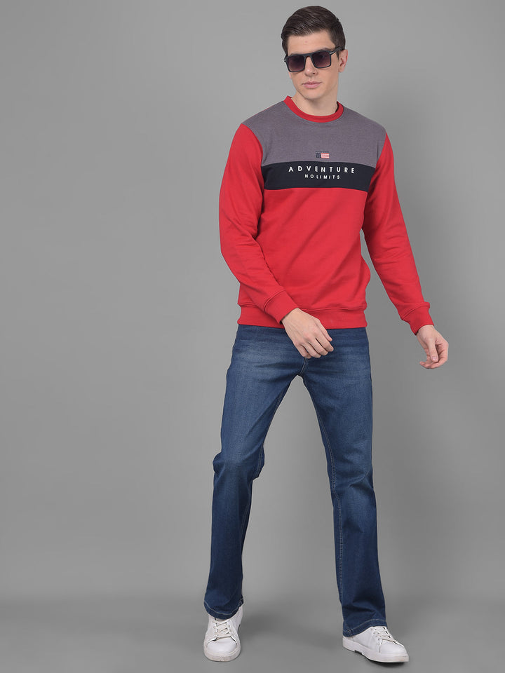 COBB RED PRINTED ROUND NECK SWEATSHIRT