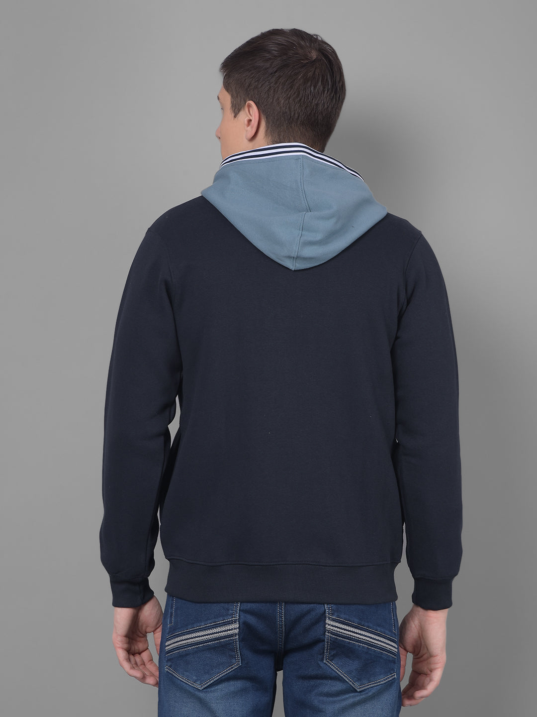 cobb aqua navy printed zip-up hoodie