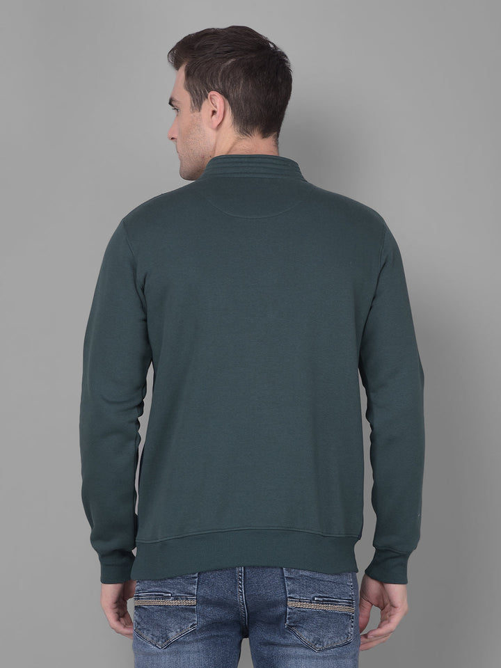 cobb bottle green printed high neck zipper sweatshirt