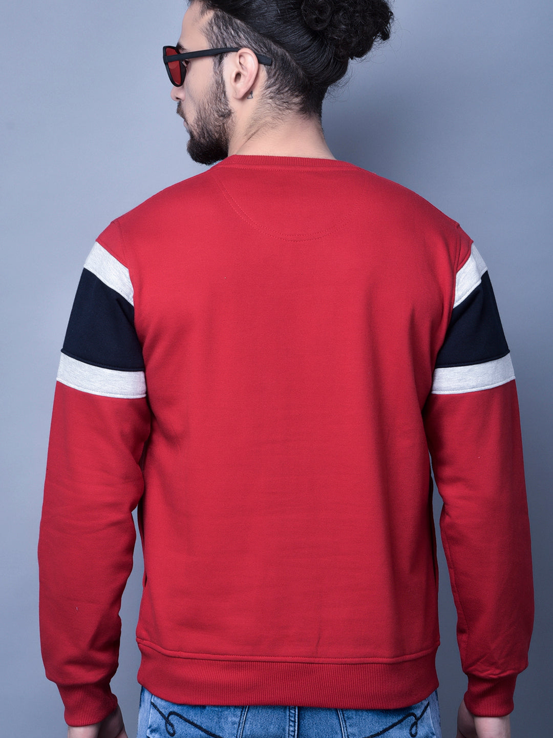 Cobb Red Striped Round Neck Sweatshirt