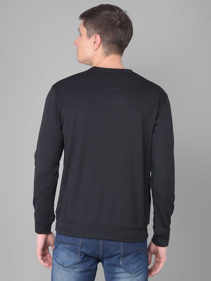 COBB BLACK PRINTED ROUND NECK SWEATSHIRT