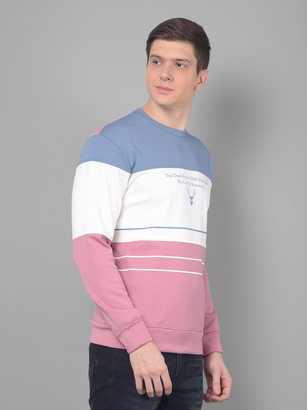 cobb air force blue pink printed round neck sweatshirt