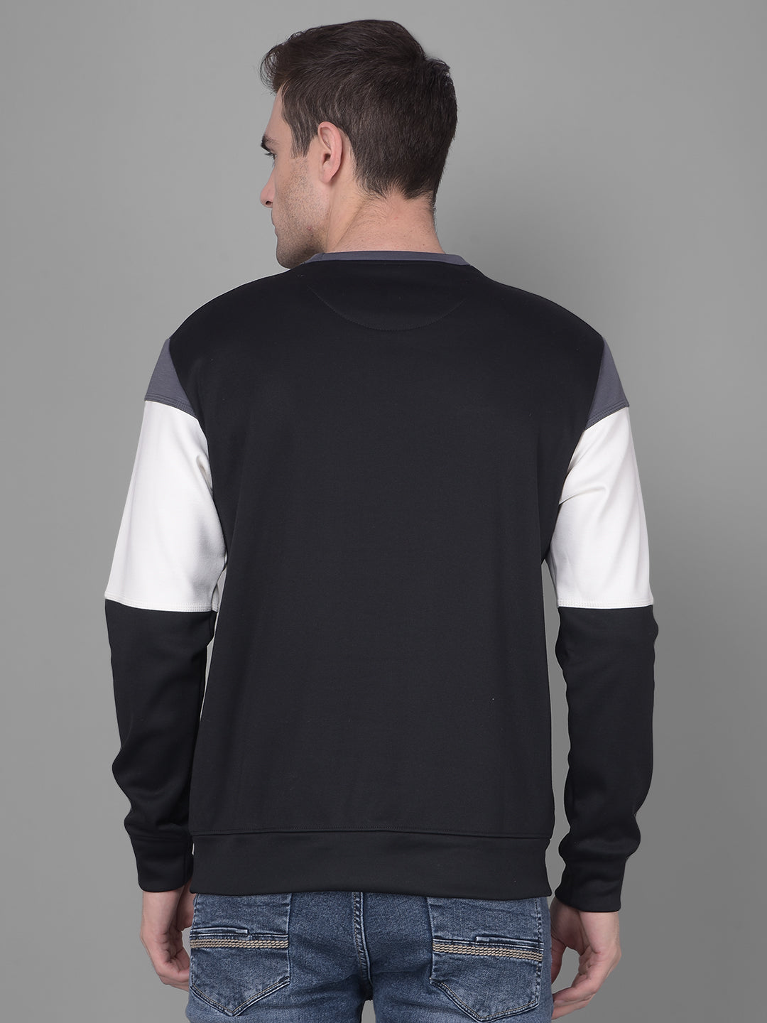 cobb dark grey printed round neck sweatshirt