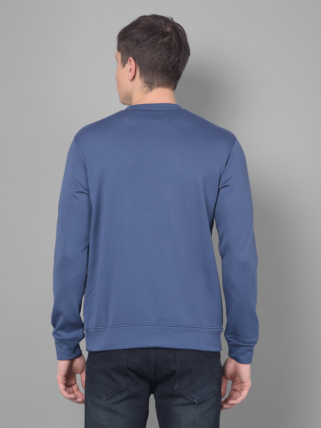 cobb denim blue printed round neck sweatshirt