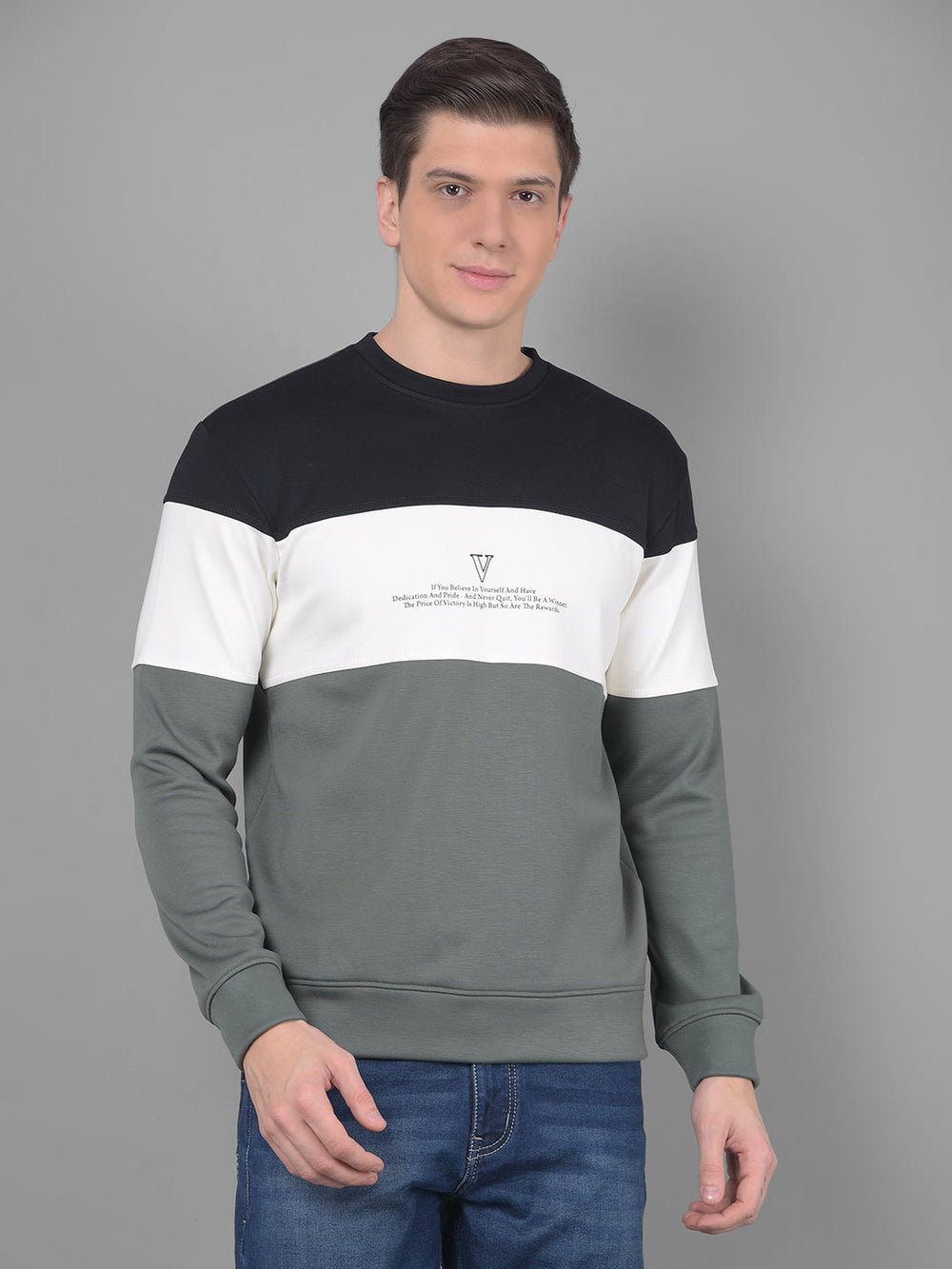 cobb black printed round neck sweatshirt