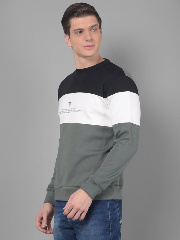 cobb black printed round neck sweatshirt