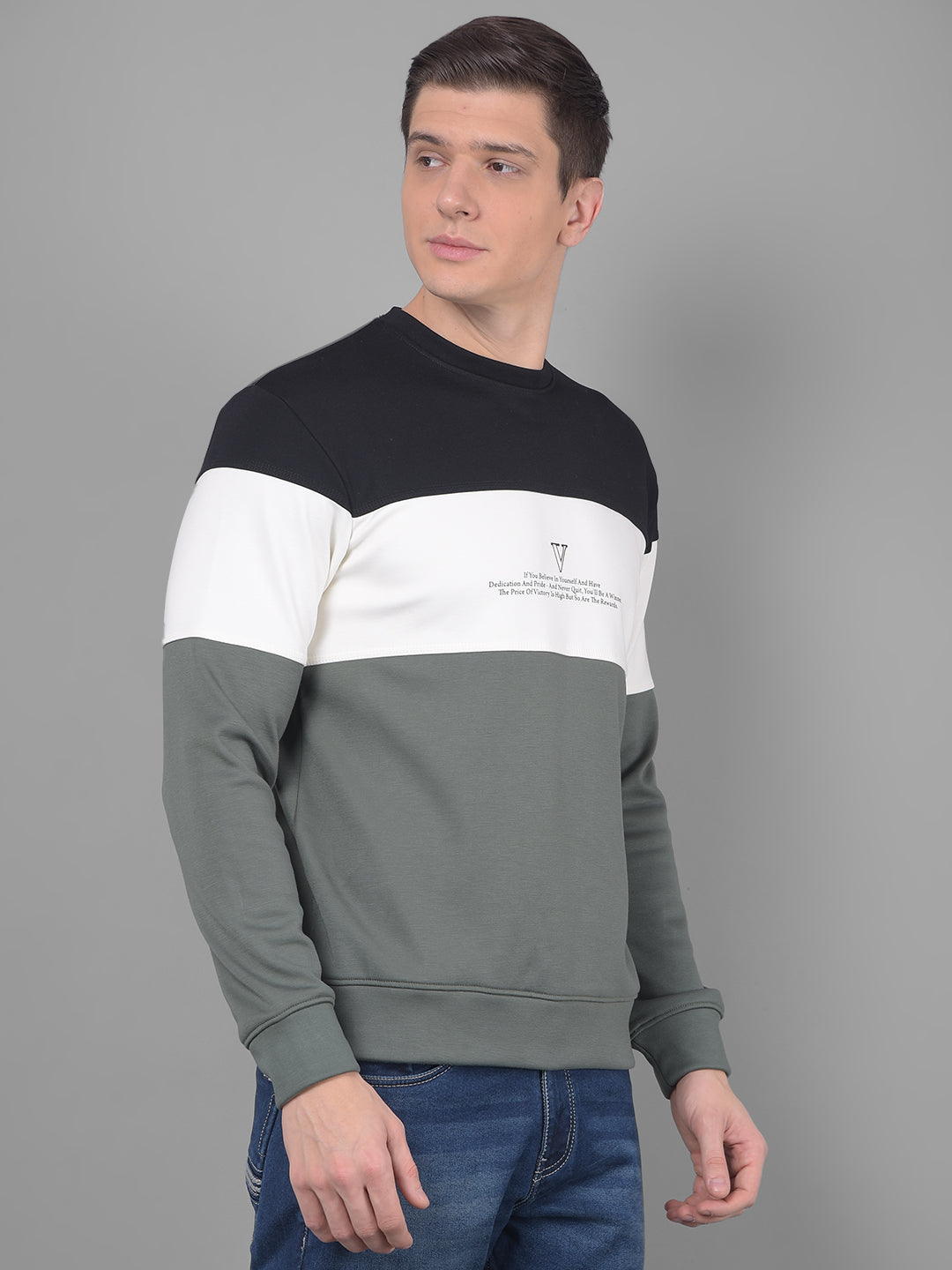 COBB BLACK PRINTED ROUND NECK SWEATSHIRT