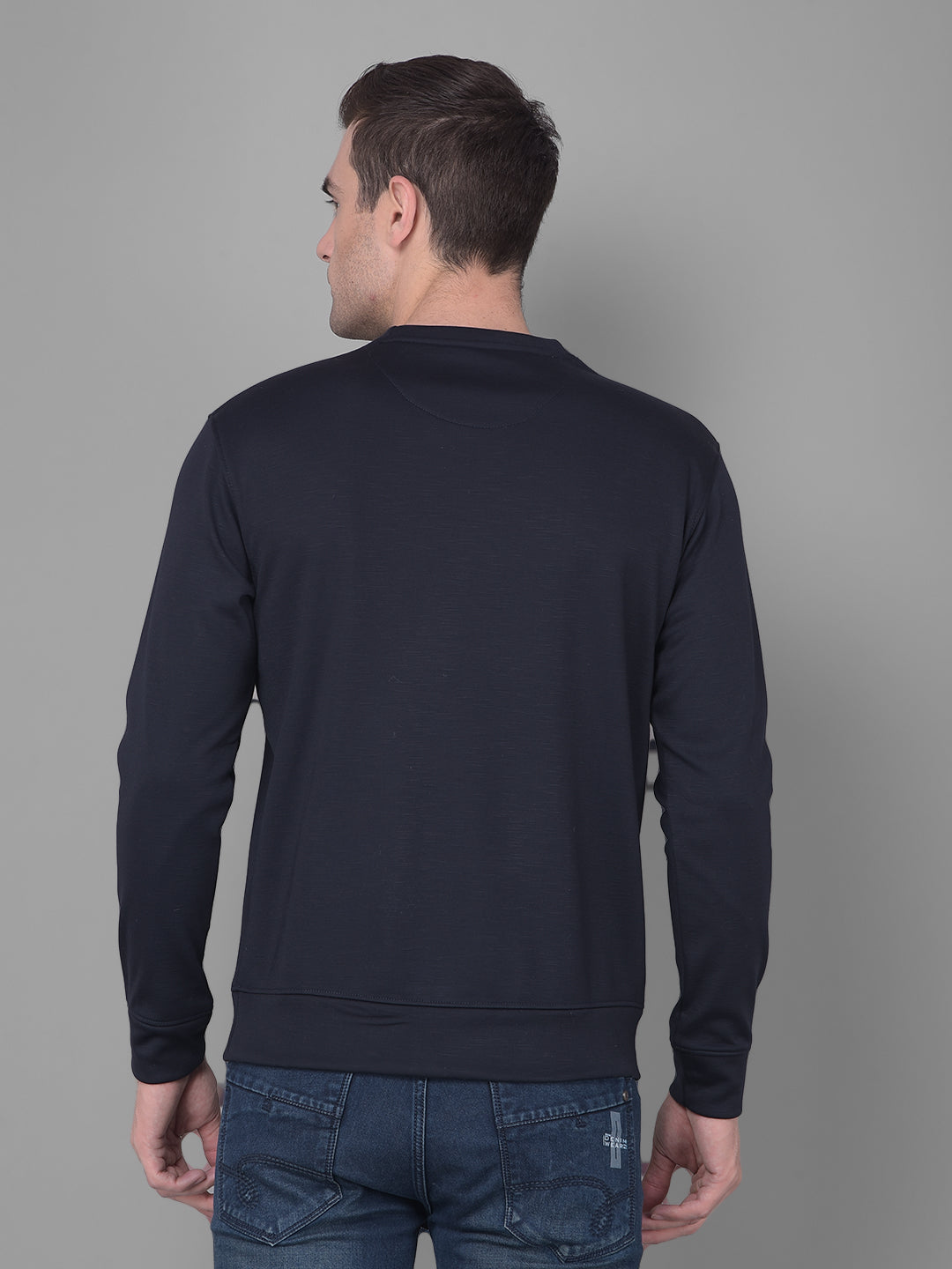 cobb navy printed round neck sweatshirt