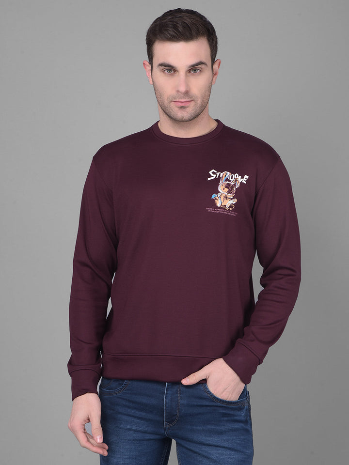 cobb wine printed round neck sweatshirt