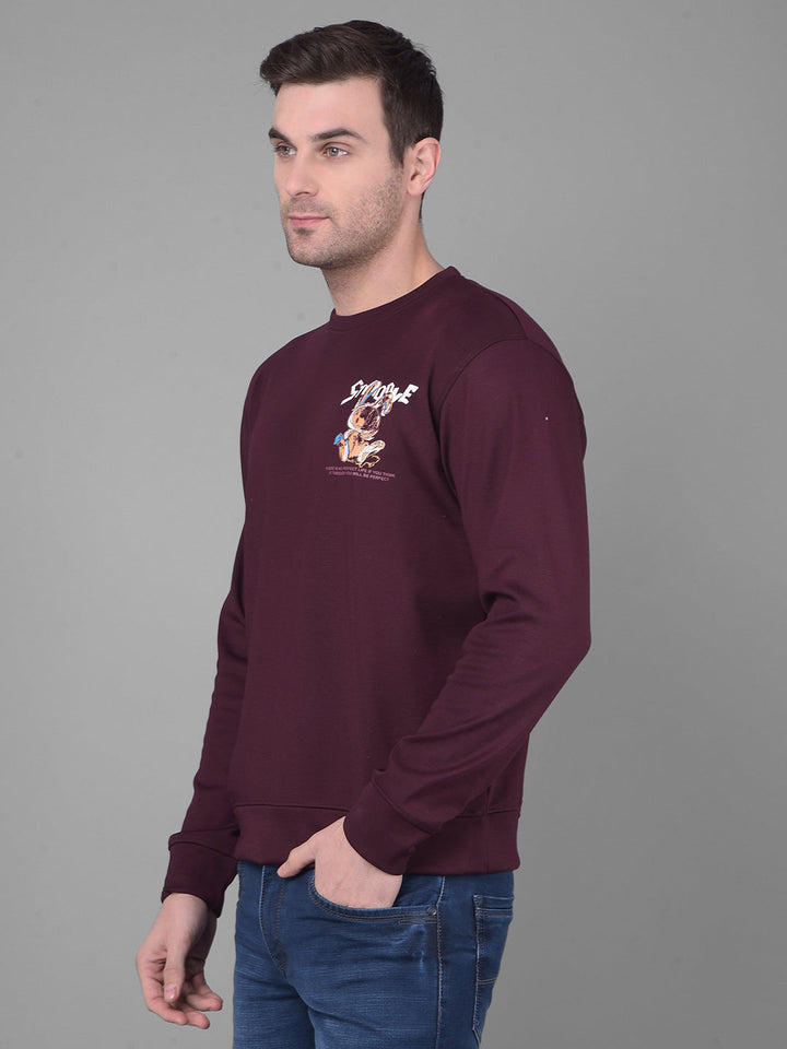 cobb wine printed round neck sweatshirt