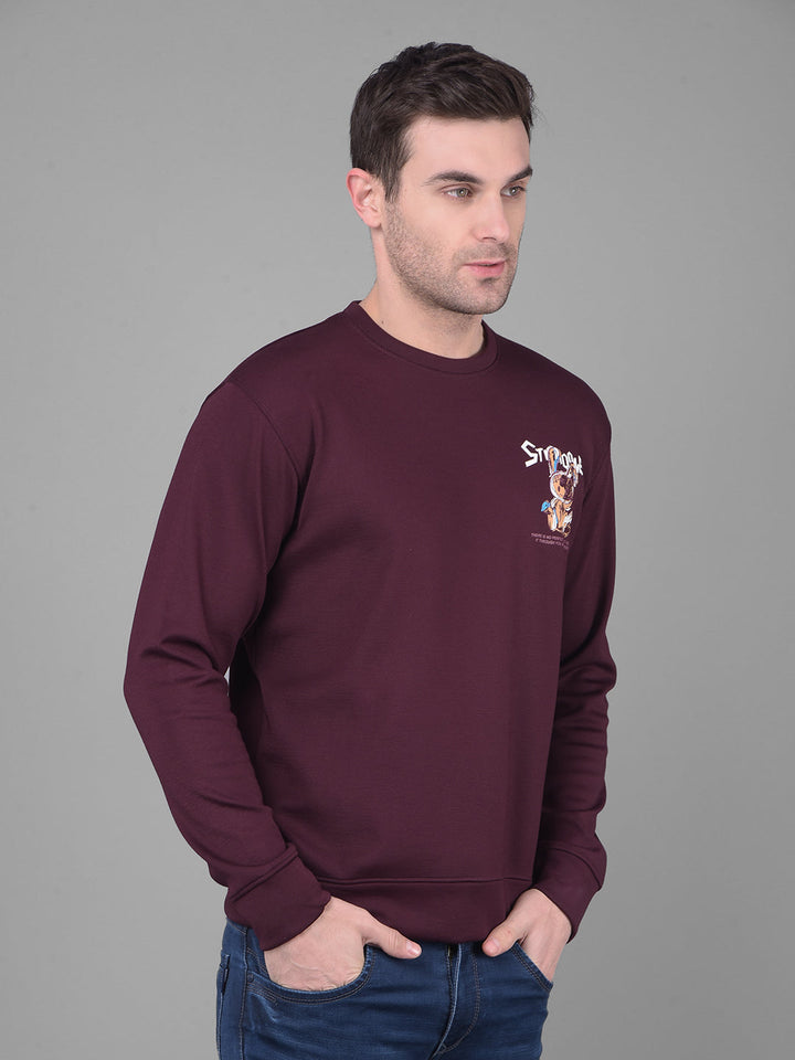 cobb wine printed round neck sweatshirt