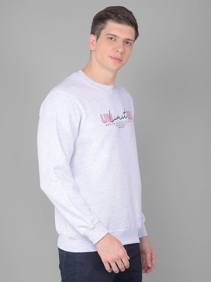 COBB LIGHT GREY PRINTED ROUND NECK SWEATSHIRT