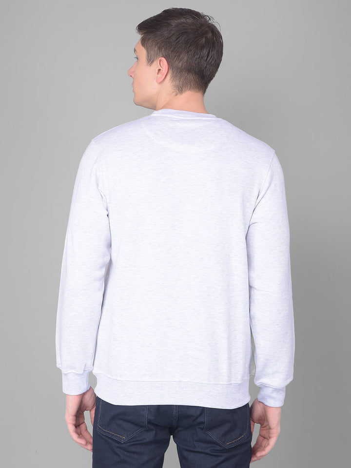 COBB LIGHT GREY PRINTED ROUND NECK SWEATSHIRT