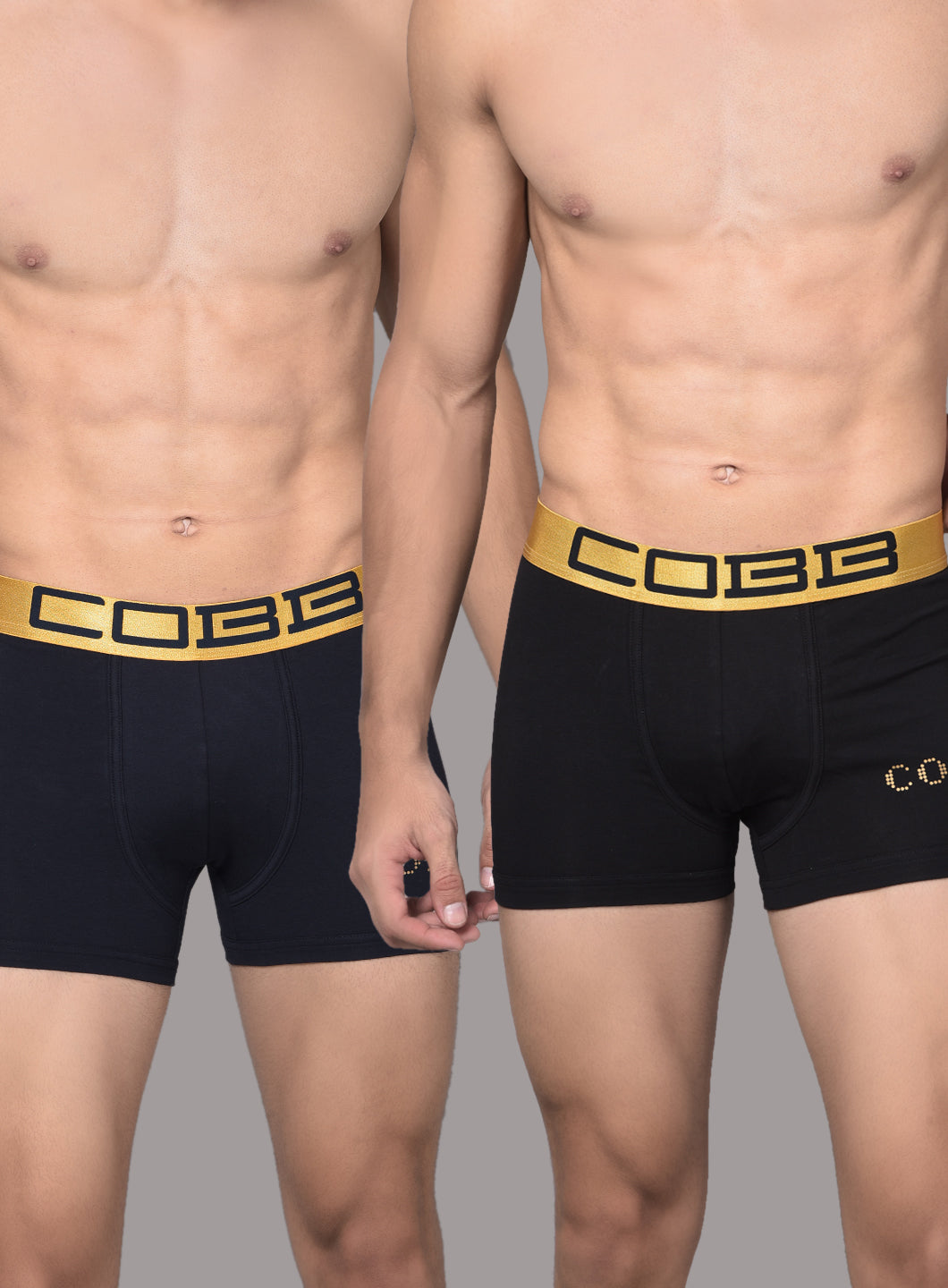Cobb Mens Cotton Black and Navy Solid Premium Trunk (Pack of 2) Assorted