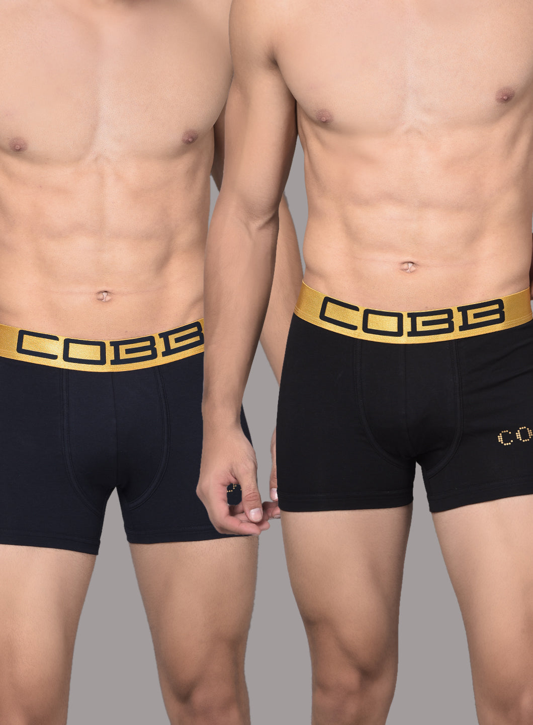 Cobb Mens Cotton Black and Navy Solid Premium Trunk (Pack of 2) Assorted