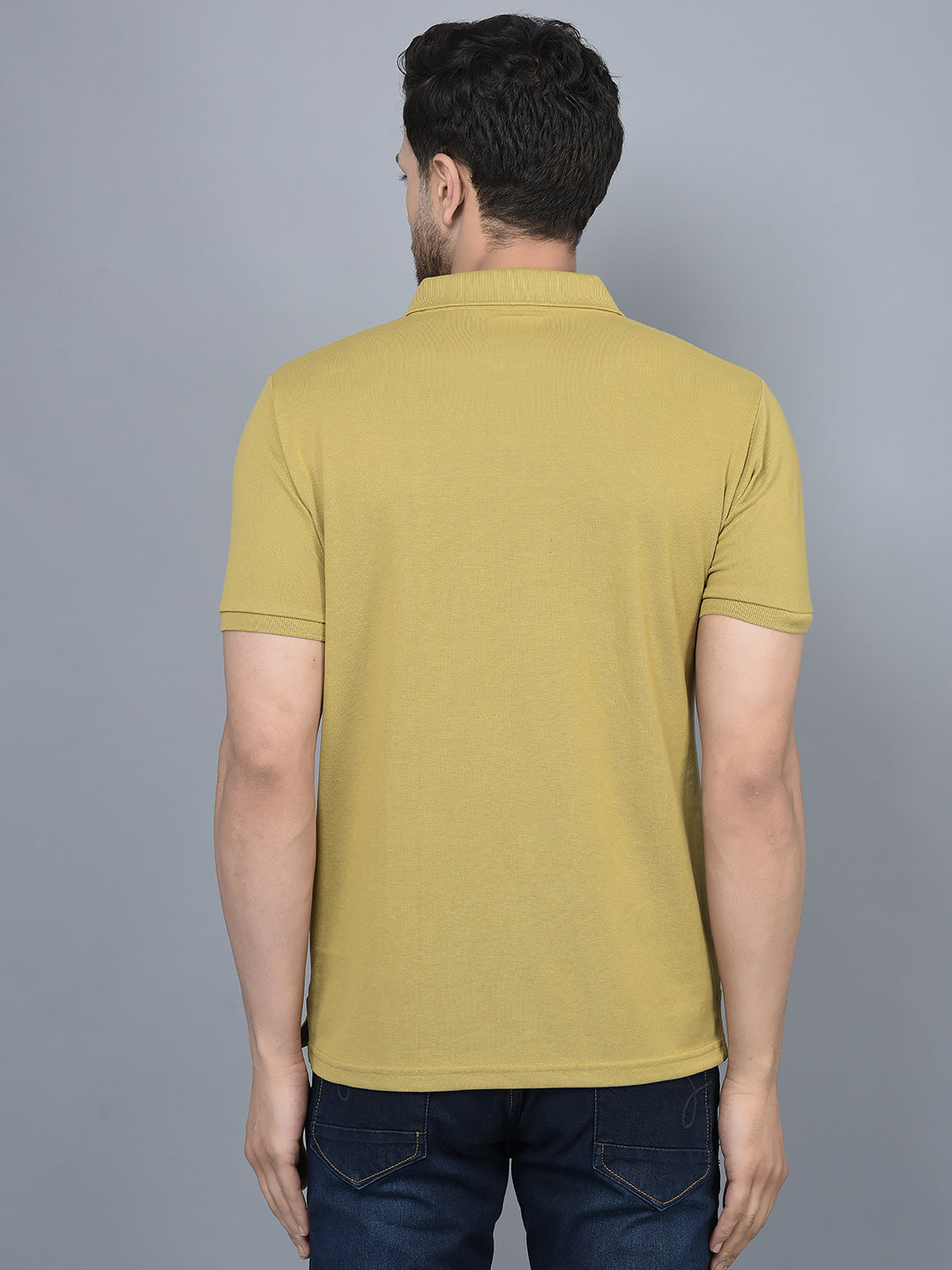 Cobb Mustard Solid Polo Neck T-Shirt
