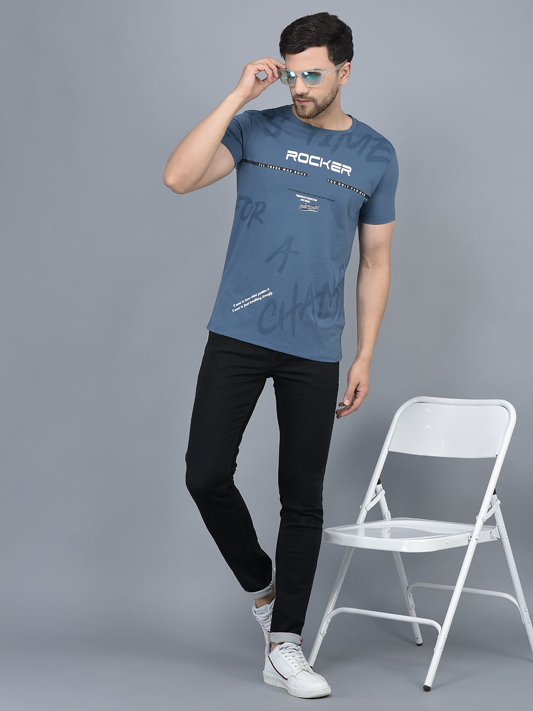 Plain Blue Mens Jeans T Shirt, Slim Fit at Rs 220/piece in Bellary | ID:  2848988567830