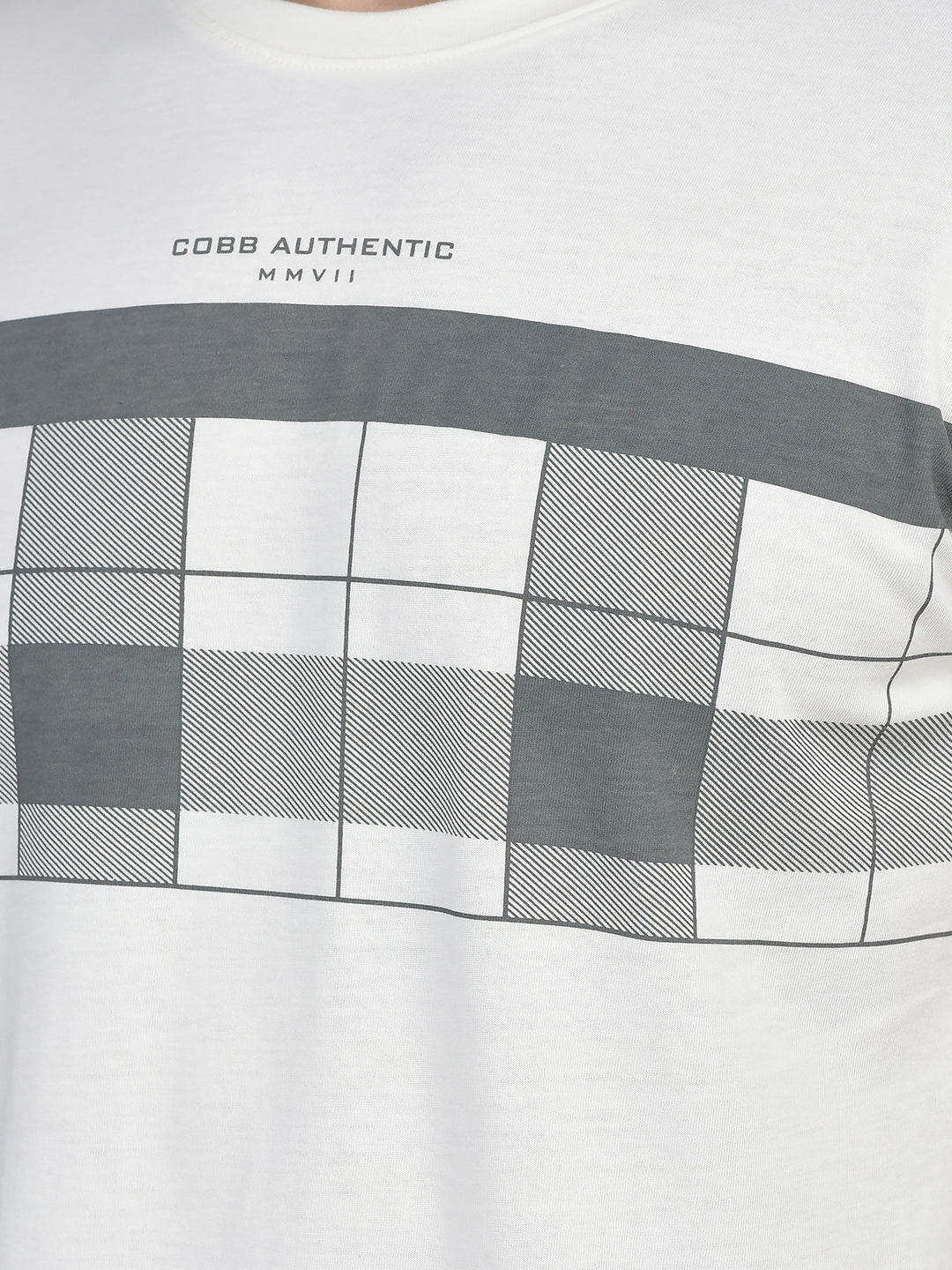 Cobb Off White Printed Round Neck T-Shirt