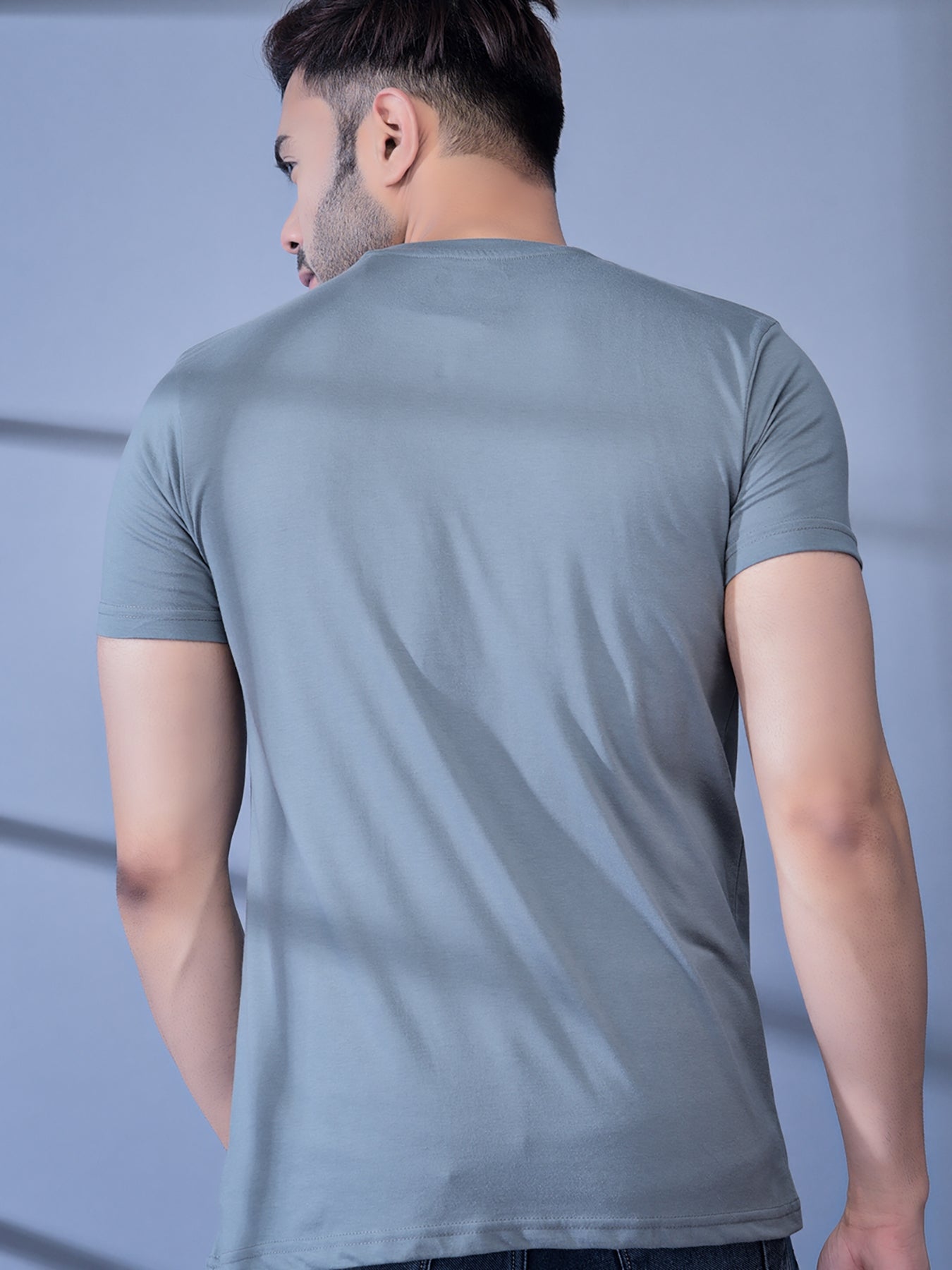 Cobb Grey Printed Round Neck T-Shirt