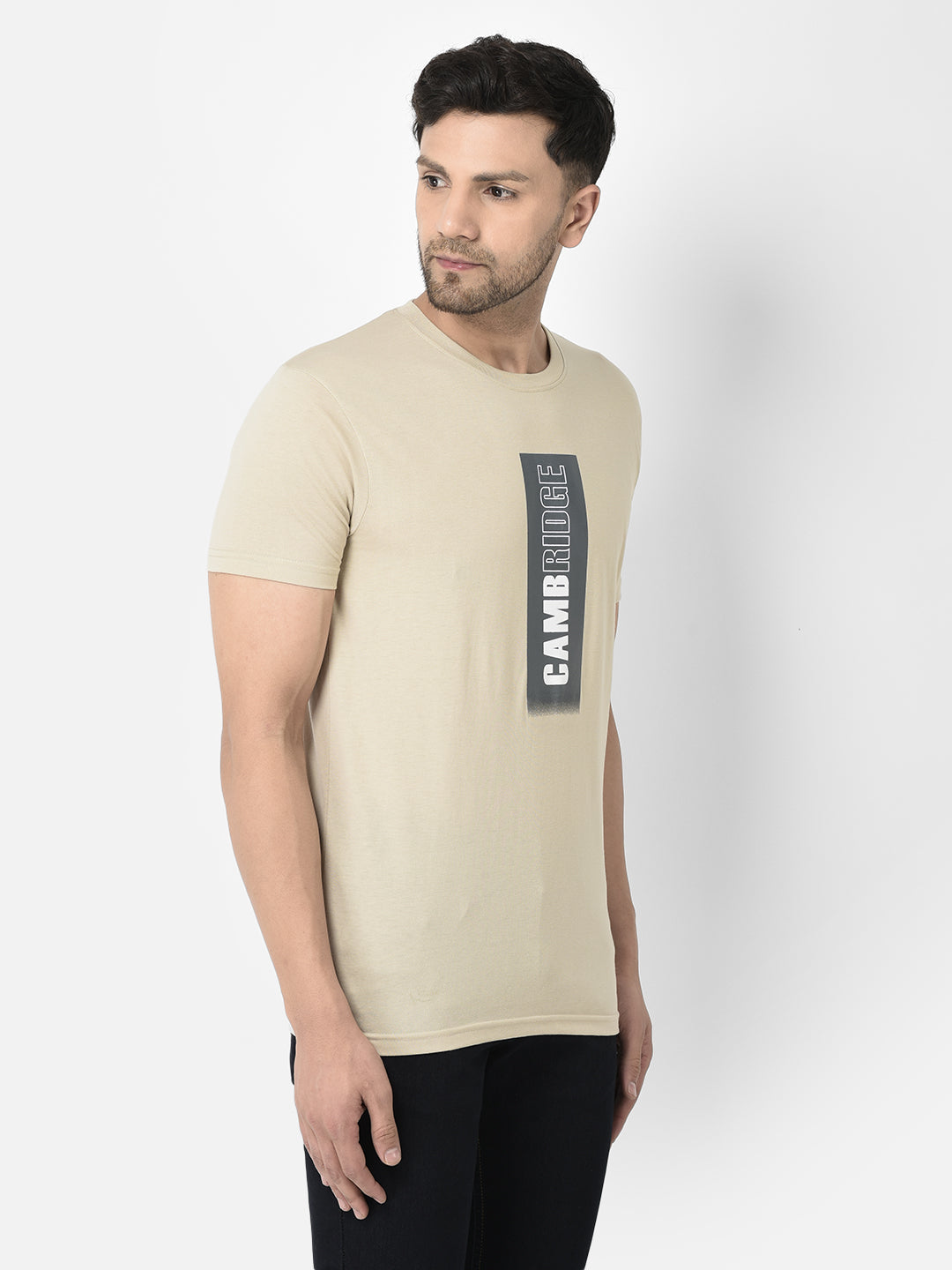Cobb Beige Printed Slim Fit T-Shirt