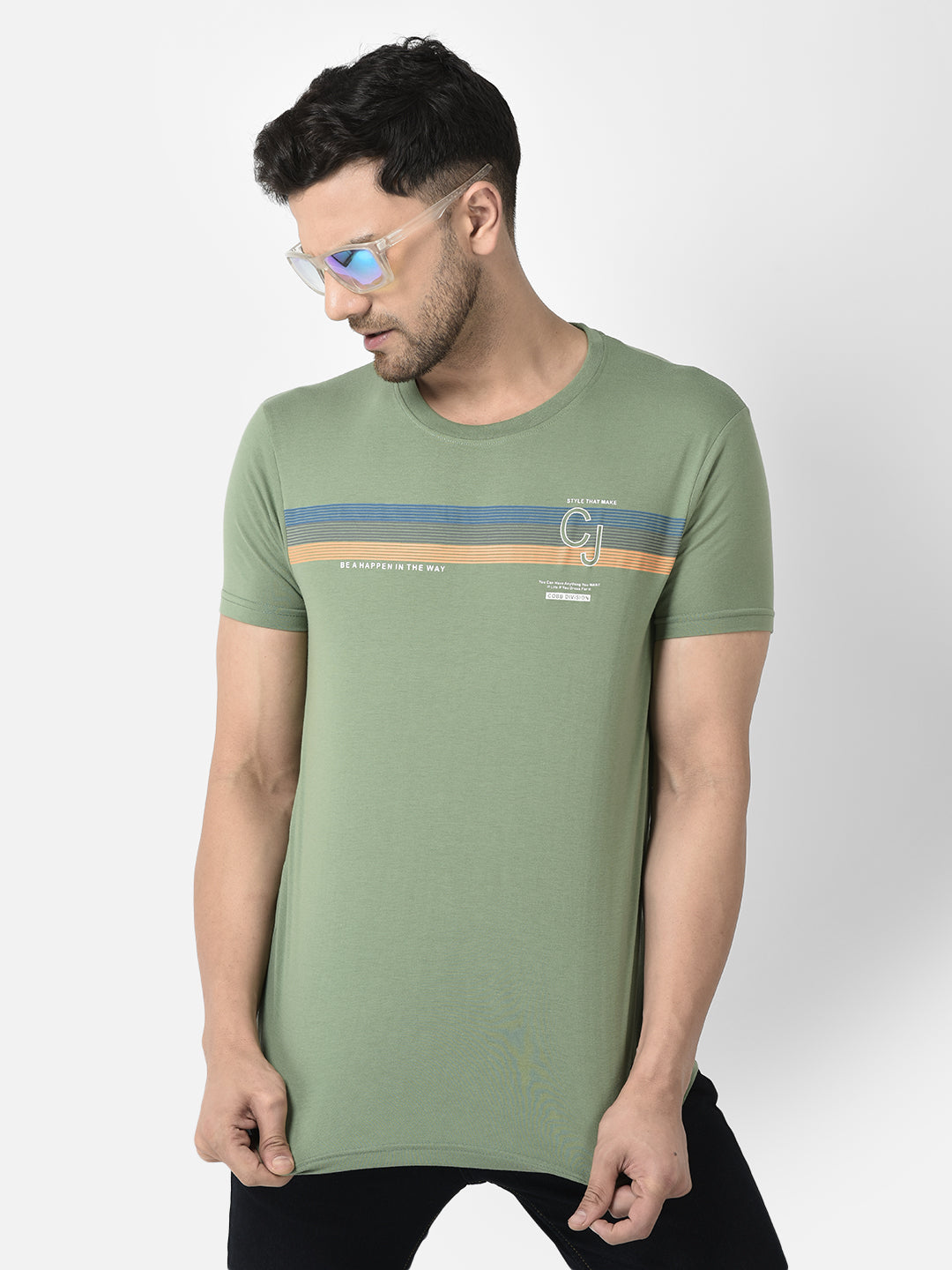 Cobb Green Printed Slim Fit T-Shirt Green