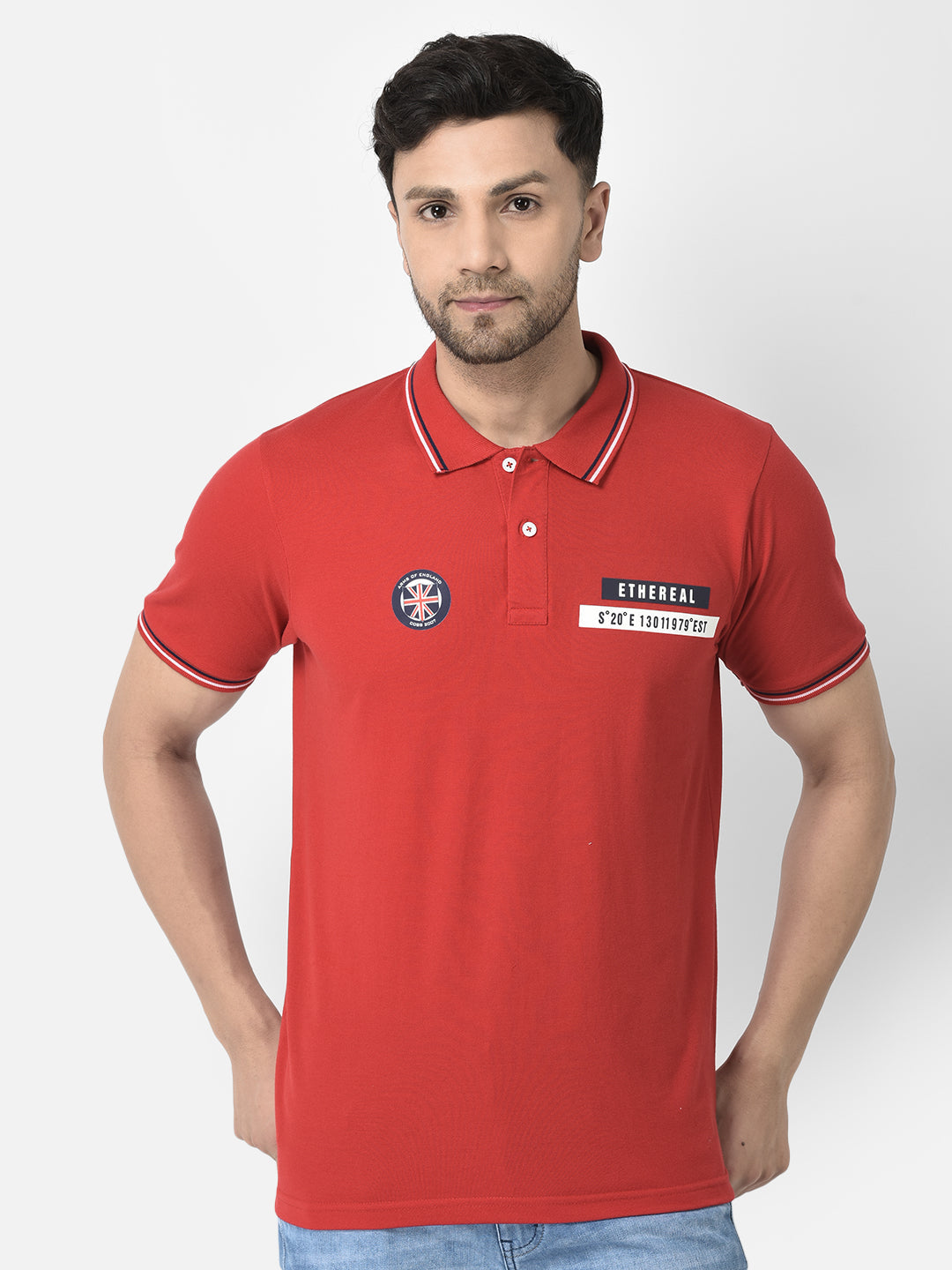 Cobb Red Solid Regular Fit T-Shirt