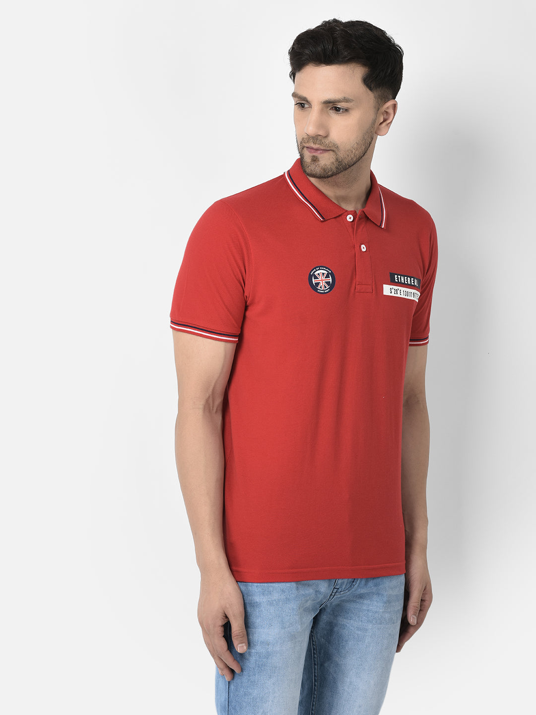 Cobb Red Solid Regular Fit T-Shirt