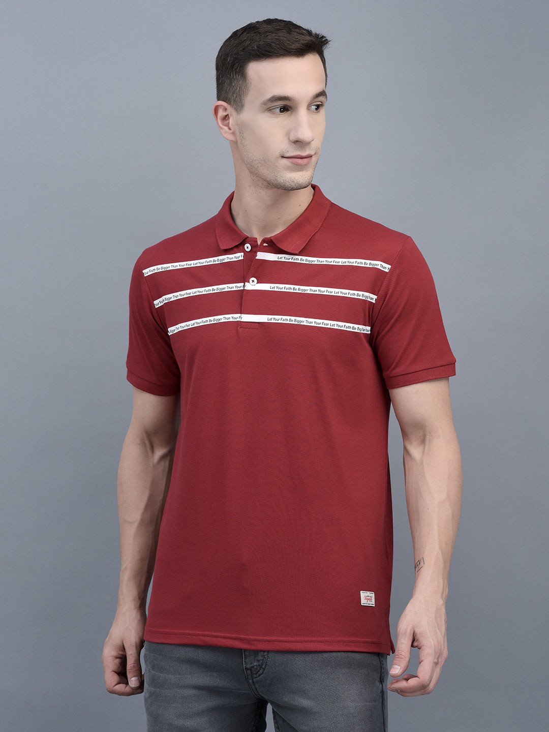 Cobb Red Solid Polo Neck T-Shirt RED