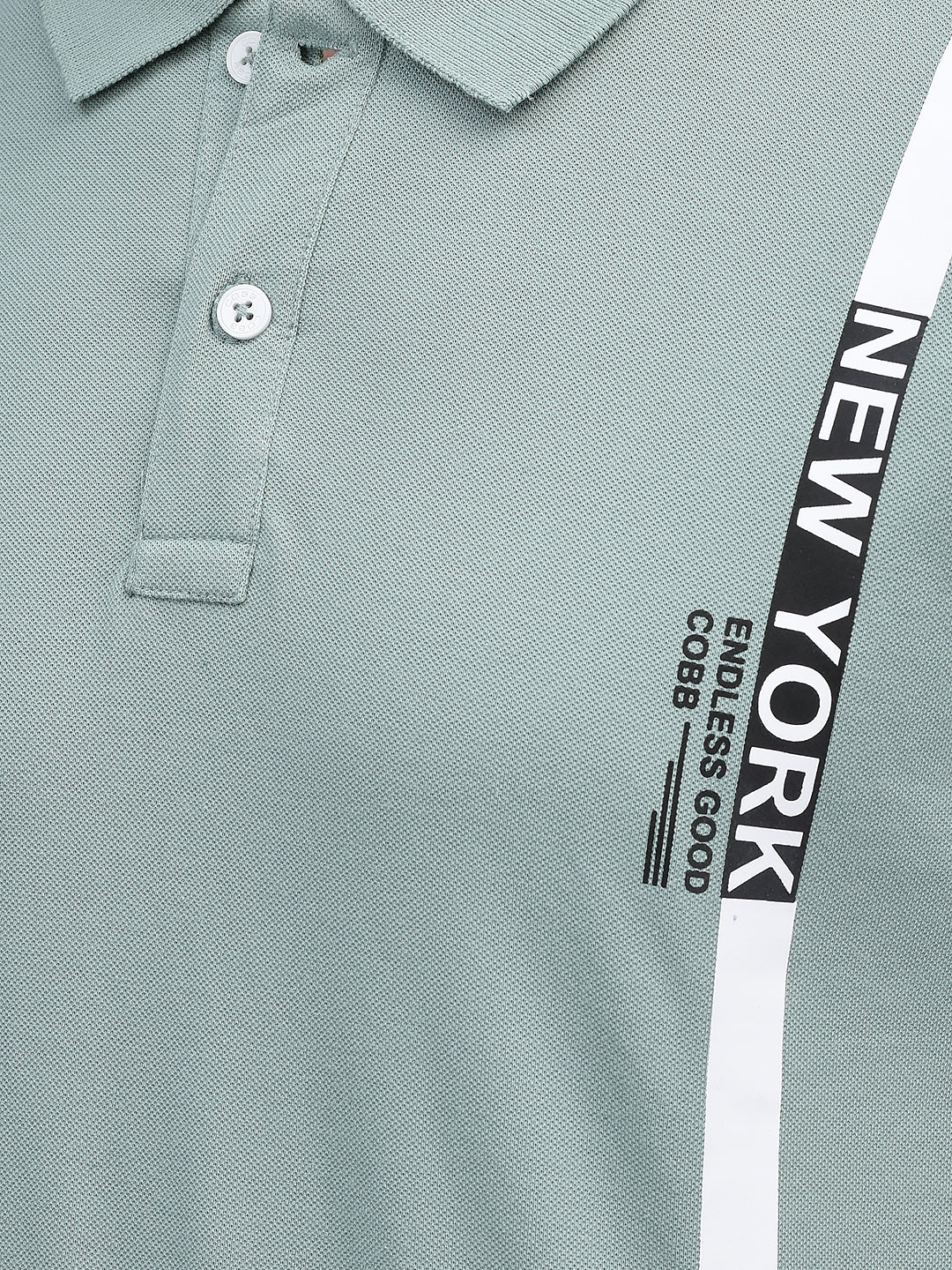 Cobb Green Solid Polo Neck T-Shirt