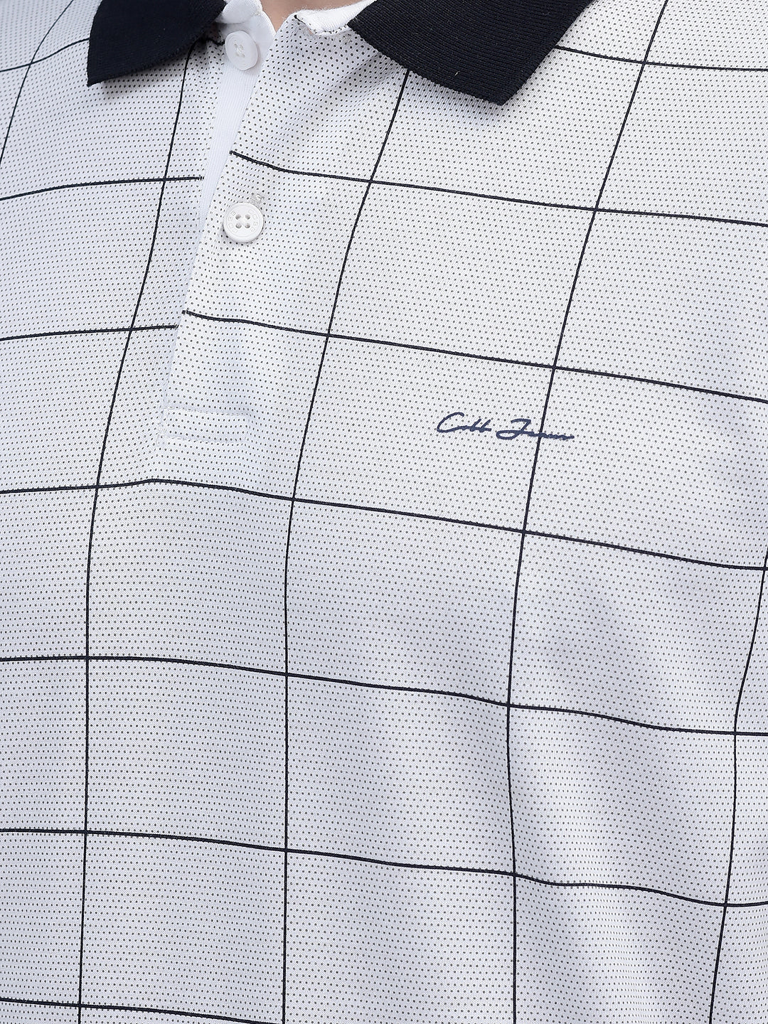 Cobb White Check Polo Neck T-Shirt