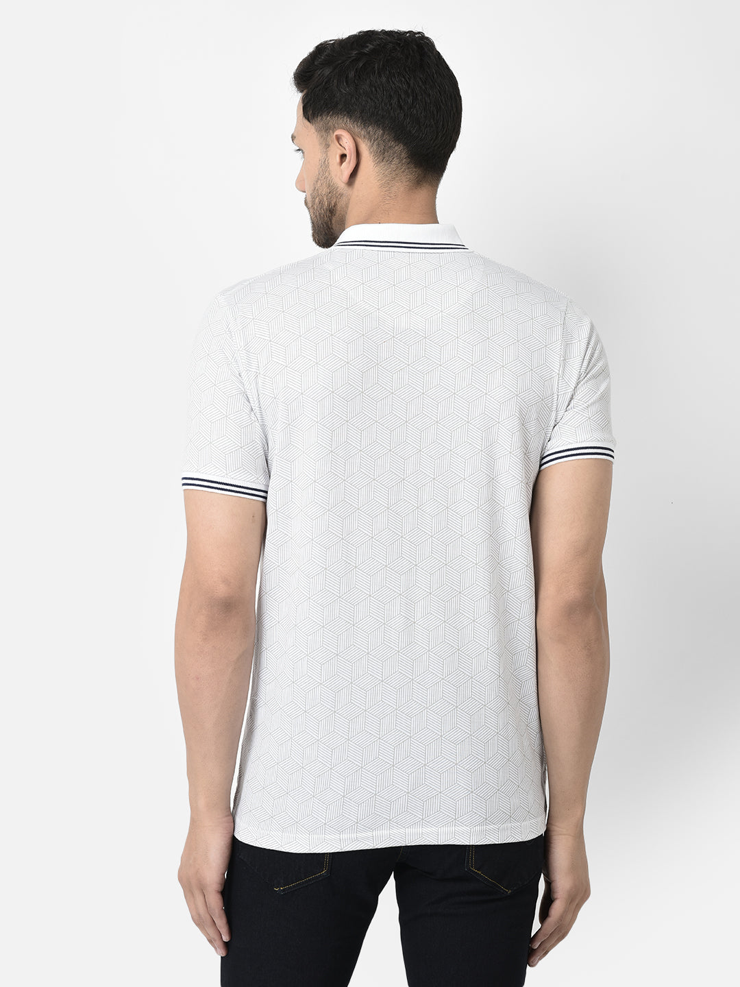 Cobb White Printed Slim Fit T-Shirt
