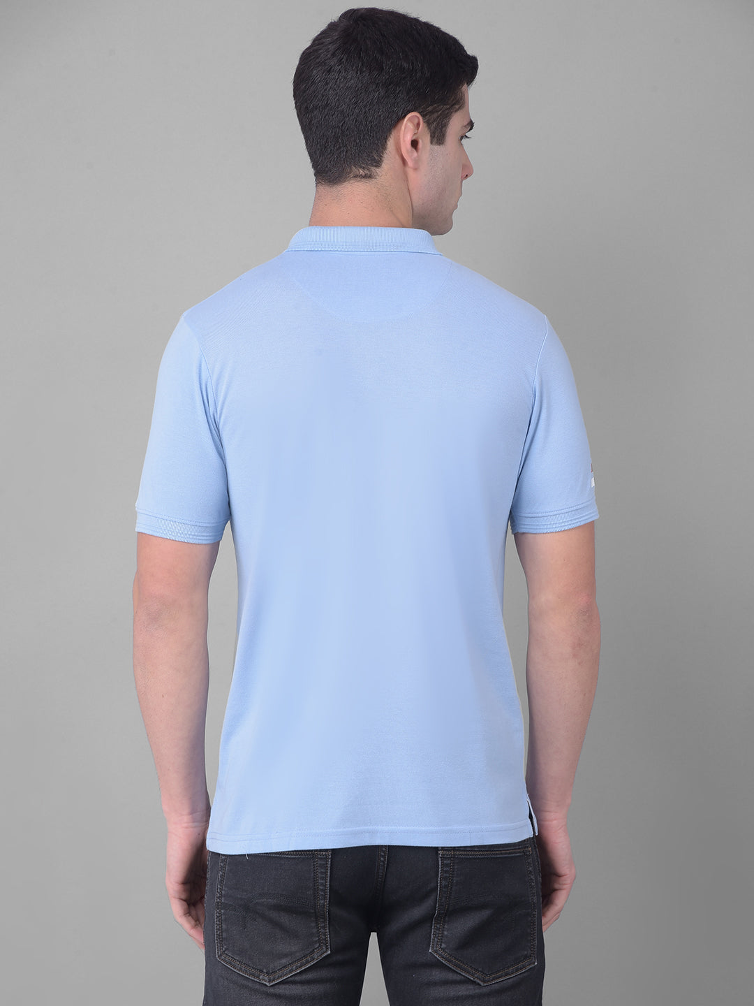cobb sky blue printed polo neck t-shirt