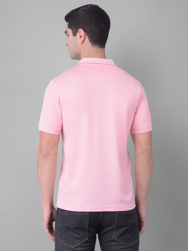 cobb solid rose pink polo neck t-shirt